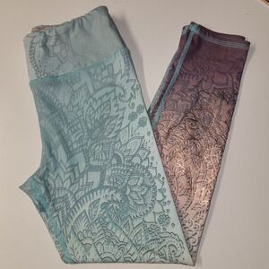 Evolution and Creation Gold Foil Mandela Print Ombre Women's Leggings MEDIUM